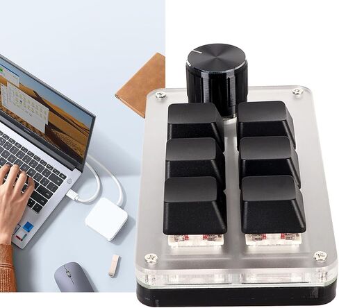 VBESTLIFE Customized Knobs Red Switch Macro Keyboard Plug and Play USB Keypad, Improve Work Efficiency (6 Keys with 1 Knob) in Saudi Arabia