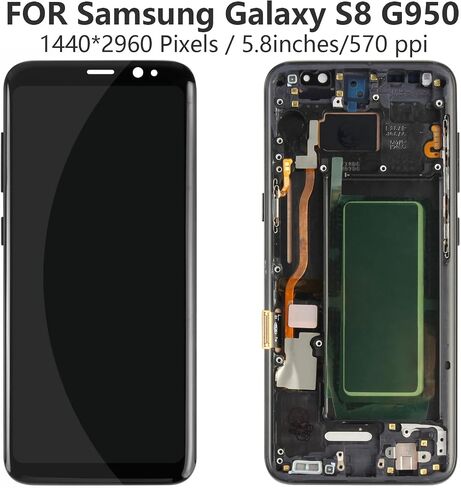 شاشة OLED بديلة لهاتف Samsung Galaxy S8 LCD لشاشة G950FD G950W G950S G950K G950L G9500 مجموعة محول رقمي لشاشة تعمل باللمس مع أجزاء إصلاح + واقي شاشة (أسود مع إطار) in Saudi Arabia