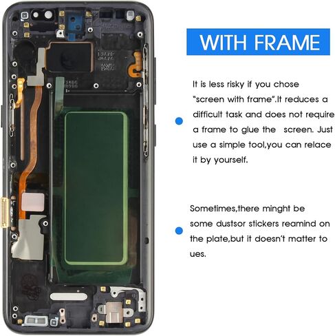 شاشة OLED بديلة لهاتف Samsung Galaxy S8 LCD لشاشة G950FD G950W G950S G950K G950L G9500 مجموعة محول رقمي لشاشة تعمل باللمس مع أجزاء إصلاح + واقي شاشة (أسود مع إطار) in Saudi Arabia