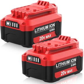 2 Pack 20V 3.0Ah CMCB202-2 Replacement for Craftsman V20 Lithium Ion Battery Compatible with Craftsman 20V Battery Lithium MAX CMCB205 CMCB204 CMCB206 CMCB202 CMCB201 Cordless Power Tools (Red) (Red)