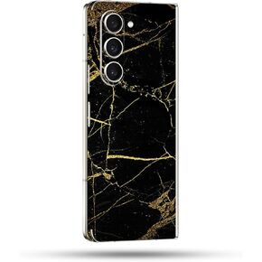 MightySkins Skin Compatible with Samsung Galaxy Z Fold 5 Full Wrap - Black Gold Marble | Protective, Durable, and Unique Vinyl Decal wrap Cover | Easy to Apply & Change Styles | Made in The USA