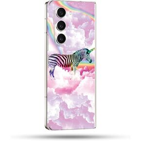 MightySkins Skin Compatible with Samsung Galaxy Z Fold 5 Full Wrap - Rainbow Zebra Heaven | Protective, Durable, and Unique Vinyl Decal wrap Cover | Easy to Apply & Change Styles | Made in The USA