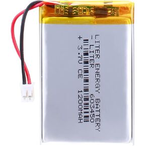 Liter 3.7V 1200mAh 603450 Lipo Battery Rechargeable Lithium Polymer ion Battery Pack with JST 2.0mm Connector