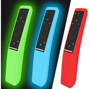 3Pack Silicone Protective Case for Samsung Smart TV Remote Controller BN59 Series,Remote Case Holder for Smart 4K Ultra HDTV Remote,Shockproof Samsung Curved Remote Back Cover-Glowblue Glowgreen Red