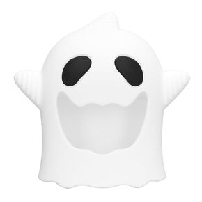 Never Drop Teething Toys for Babies, Baby Mitten Silicone Teether for Soothing Teething, Baby Chew Toys (Halloween Ghost- White)