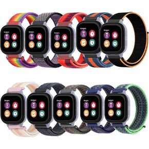 10 Pack Nylon Kids Watch Bands,Compatible with Gizmo Watch 3 2 1/Gabb Watch 3 2 1/SyncUP Watch Bands,Hook & Loop Soft Breathable Replacement Straps Smartwath Band for Boys & Girls