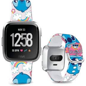 Stitch Bands Compatible with Fitbit Versa 2/Versa/Versa Lite/Versa SE Special Edition Smart Watch Soft Silicone Chic Cute Cartoon Sports Band Lovely Style Replacement Strap for Men Women