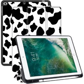 Compatible with iPad 6th/5th Generation Case(2018/2017) iPad Air 2/Air 1 Case,iPad 9.7 inch Case with Pencil Holder and Soft TPU Back Case,Auto Sleep/Wake Cover -Black Purple Leopard Cheetah