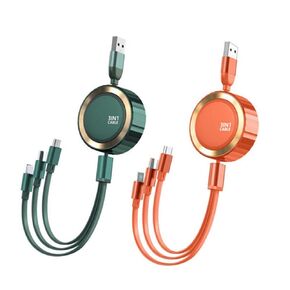 4Ft/1.2m Multi Retractable Fast Charger Cord 3A,3-in-1 USB Charging Cable for IP/Type-C/Micro-USB Compatible with iPhone, iPad Mini/pro/Air, iPod,Samsung,BlackBerry,LG,HTC (Green+Orange)