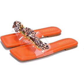 Cape Robbin Rival Flat Sandals Slides for Women, Womens Transparent Mules Slip On Shoes