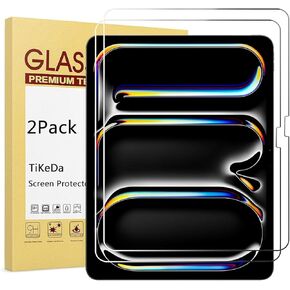 2Pack Screen Protector for iPad Pro 13 inch M4 7th Generation(2024 Released),HD Clear 9H Tempered Glass Film with Face ID & Apple Pencil Pro Compatible,High Sensitivity Case Friendly