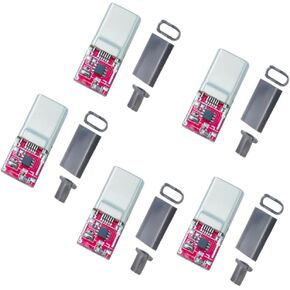 5PCS USB-C PD QC 5V 9V 12V 15V 20V DC Fixed Voltage Power Trigger Module 5A for Household Electronics Routers CCTV IP Cameras Speaker Power Interface Upgrade (Type-C Male output)