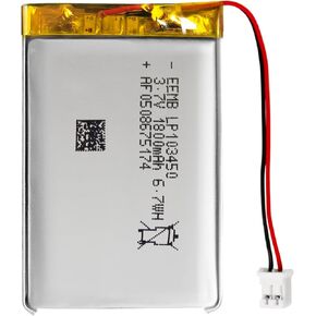 EEMB Lithium Polymer Battery 3.7V 1800mAh 103450 Lipo Rechargeable Battery Pack with 2 Wires JST 2.0mm Connector for Speaker and Wireless Device- Confirm Device & Connector Polarity Before Purchase