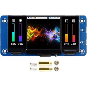 Triple LCD HAT for Raspberry Pi Zero/Zero W/Zero WH/2B/3B/3B+/4B, Onboard 1.3inch IPS LCD Main Screen, Dual 0.96inch IPS LCD Secondary Screens, 2X User-Defined Keys, SPI Communication