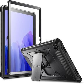 Fintie Shockproof Case for Samsung Galaxy Tab A7 10.4 Inch 2022/2020 Model (SM-T500/T503/T505/T507), Tuatara Rugged Unibody Hybrid Bumper Kickstand Cover with Built-in Screen Protector, Black