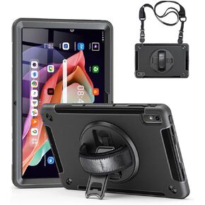 Tablet Case for Lenovo Tab P11 Pro Gen 2 11.2" Tablet 2022 Models TB-132FU/TB-138FC with Screen Protector 360 Rotating Kickstand and Hand Shoulder Strap Rugged Full Protection Cover, Black