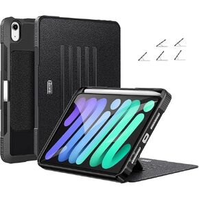 ZtotopCases for 2021 iPad Mini 6th Generation Case, Full Body Protective Cover with Pencil Holder and Auto Wake & Sleep Function, Secure Stand Angles for iPad Mini 6 Case, Black