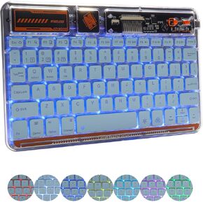 Wireless Bluetooth Keyboard,7 Colors Backlit Rechargeable Mac Keyboard, Silent Light Up Portable Keyboard for iPad iOS Android Windows Devices(Blue)