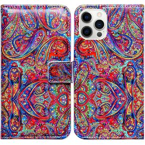 Bcov iPhone 14 Pro Case, Plum Blossom Flower Leather Flip Phone Case Wallet Cover with Card Slot Holder Kickstand for iPhone 14 Pro