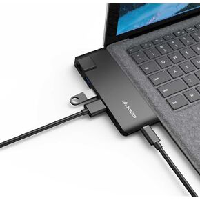ImpactHUB - Surface Laptop 5 | 4 | 3 | GO - Multiport Utility Adapter - 3X USB-A 10Gbps Ports | 4K HDMI | 4K USB-C Display Alt Mode | AUX/MIC | Gigabit Ethernet Adapter 10/100/1000