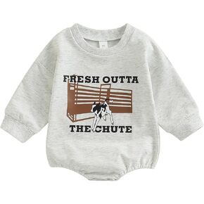 aporake Baby Cowboy Outfit Newborn Boy Girl Western Sweatshirt Romper Long Sleeve Bodysuit Infant Fall Winter Clothes