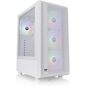 S200 Plus TG ARGB Snow Mid Tower Computer Chassis; 4 x 120mm ARGB Fans Pre-Installed; Mesh Front Panel; TG Side Window; CA-1X2-00M6WN-01; 3 Year Warranty