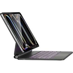 HOU iPad Pro 11 Inch Case with Keyboard(M4,2024,ONLY),Magic Keyboard iPad Pro 11 Inch (5th Gen) Keyboard Case for iPad Pro 11-inch (M4),Multi-Touch Trackpad,7 Colors Backlight,Easy-Set,Black