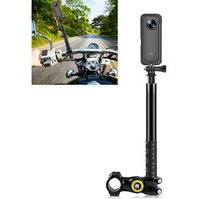 Motorcycle Invisible Selfie Stick, Bike Selfie Stick Handlebar Mount Camera Bracket, Action Camera Bracket Adapter Clamp Holder, Adjustable Length, for GoPro Hero 11/10/9/8 for Ins