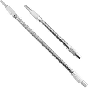 DZS ELEC 2PCS Metal Flexible Drill Bit Extension Shaft Hose 30cm and 20cm Electric Drill Screwdriver Bit Head Silver Metal Flexible Shaft Tool Used for Furniture Computer Chassis Cabinets