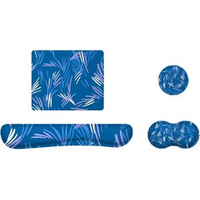 UBOTIE Keyboard Wrist Rest with 8-Shaped Cushion, Mouse Pad & Coaster Set – Luminescent Lycra, Memory Foam, Natural Rubber (B)