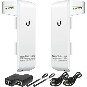 Pre-Configured Bundle of 2 Ubiquiti NanoStation M5 (NSM5) P2P-2 Units Kit 100% Configured as Network Wireless Bridge for Long Distance Wireless Communications, Plug-and-Play. No Configuration needed.