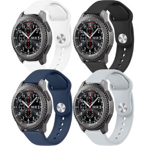 Meliya Bands for Samsung Gear S3 Frontier/Classic Bands for Women Men,22mm Adjustable Soft Silicone Sport Strap Replacement Band for Samsung Gear S3 Frontier/S3 Classic 4Pack