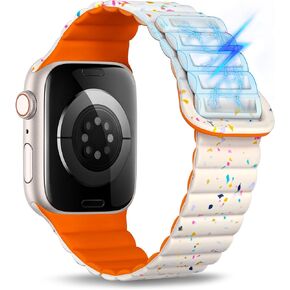 Magnetic Sport Band Compatible with Apple Watch Bands for Women Men 44mm 40mm 45mm 41mm 38mm 49mm 42mm, Soft Silicone Breathable Wristband for Apple Watch Ultra 2 1 Series 9 8 7 6 5 4 SE-Blue