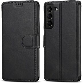 QLTYPRI Case for Samsung Galaxy A55 5G, Premium PU Leather Simple Wallet Case [Card Slots] [Kickstand] [Magnetic Closure] Shockproof Flip Cover for Samsung Galaxy A55 5G - Black