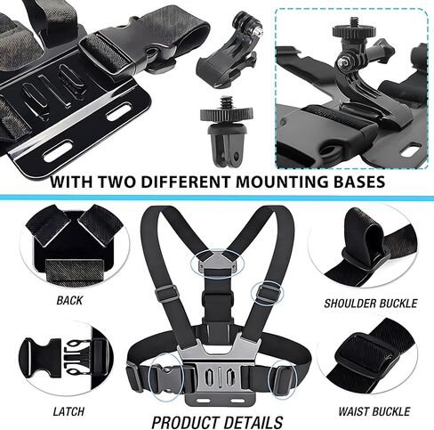 Adjustable Chest Mount Harness for Insta360 X4 X3 X2 X ACE Pro ONE RS R GO 2 3, Chest Strap Body Mount Accessories Compatible with Gopro Hero Series and DJI Osmo Action 2 3 4 Cameras Attachments in Kuwait