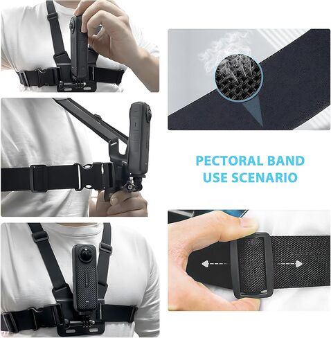 Adjustable Chest Mount Harness for Insta360 X4 X3 X2 X ACE Pro ONE RS R GO 2 3, Chest Strap Body Mount Accessories Compatible with Gopro Hero Series and DJI Osmo Action 2 3 4 Cameras Attachments in Kuwait