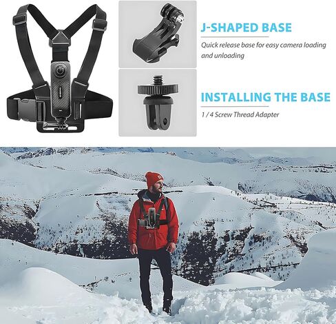 Adjustable Chest Mount Harness for Insta360 X4 X3 X2 X ACE Pro ONE RS R GO 2 3, Chest Strap Body Mount Accessories Compatible with Gopro Hero Series and DJI Osmo Action 2 3 4 Cameras Attachments in Kuwait