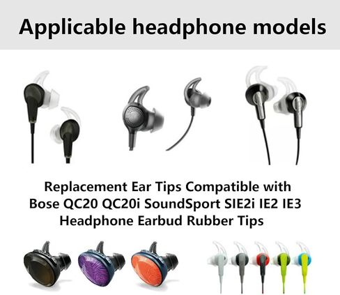 Silicone Replacement Earbud Tips Earbud Covers Compatible with Bose QC20 QC20i SoundSport SIE2i IE2 IE3 Headphone Earbud Rubber Tips Ear Tips 3 Pairs S M L in Saudi Arabia