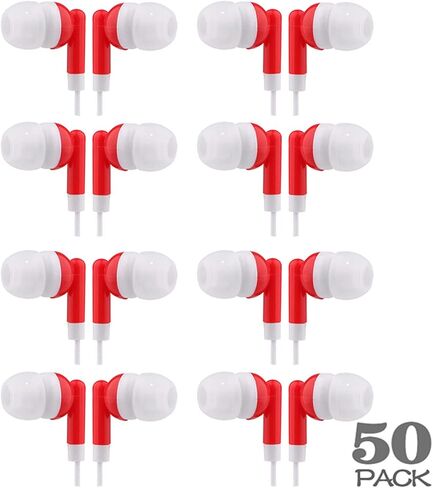 CN-Outlet Wholesale Earbuds Bulk Headphones Individually Bagged 50 Pack for iPhone, Android, MP3 Player for Schools, Libraries, Hospitals (Blue) in Saudi Arabia