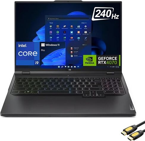 كمبيوتر محمول للألعاب Lenovo Legion Pro 5i، شاشة 16 بوصة WQXGA 240 هرتز، Core i9-13900HX (يصل إلى 5.40 جيجا هرتز)، GeForce RTX 4070، 64 جيجابايت DDR5، 2 تيرابايت NMVe 4.0، WiFi 6E، 4-Zone RGB KB، لوحة مفاتيح، RJ45، SPS HDMI ، فوز 11 برو in Kuwait