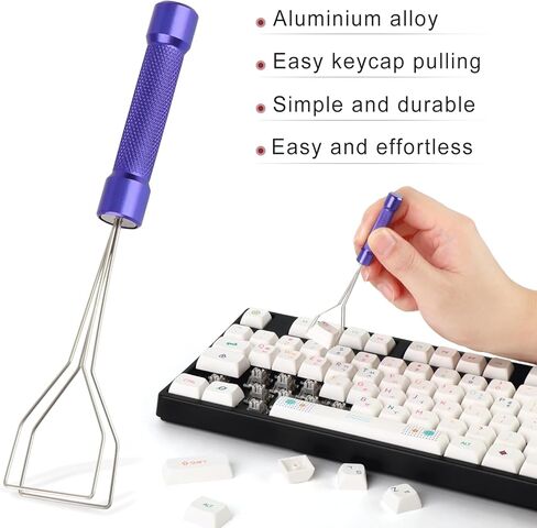 YIMAGUJRX Keycap Puller، أداة إزالة لوحة المفاتيح، أداة سحب المفاتيح لأغطية مفاتيح لوحة المفاتيح الميكانيكية، مصنوعة من سبائك الألومنيوم (JR-KP-V3، بنفسجي) in Kuwait