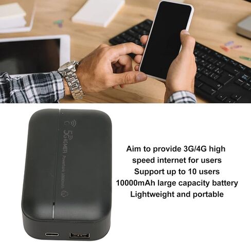 راوتر هوت سبوت المحمول 4G LTE، نقطة اتصال محمولة عالية السرعة مع بطارية ذات سعة كبيرة 10000 مللي أمبير في الساعة، فتحة بطاقة SIM، شبكة آمنة في أي مكان، نقطة اتصال متنقلة in Saudi Arabia