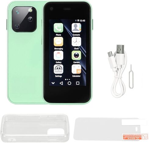 XS13 Unlocked Smartphone, 2.5inch 3G Mini Mobile Phone for Android 6, Dual Sim, 1GB/8GB, Dual Camera Business Backup Phone, Lightweight and Easy to Carry, 1580mAh Battery(Green) in Saudi Arabia