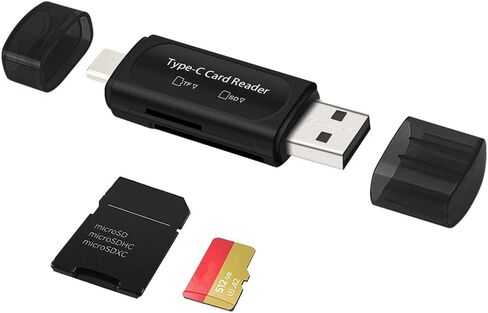 قارئ بطاقات LEIZHAN USB Micro SD، 4 في 1 نوع C/USB A إلى SD/Micro SD/SDXC/SDHC محول بطاقة، قارئ بطاقة ذاكرة بفتحة بطاقة مزدوجة، متوافق مع أجهزة الكمبيوتر الشخصية وأجهزة MacBook وGalaxy والكمبيوتر اللوحي وهواوي والمزيد in Kuwait