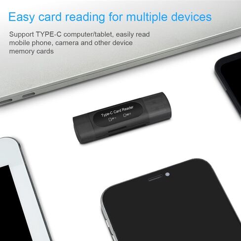 قارئ بطاقات LEIZHAN USB Micro SD، 4 في 1 نوع C/USB A إلى SD/Micro SD/SDXC/SDHC محول بطاقة، قارئ بطاقة ذاكرة بفتحة بطاقة مزدوجة، متوافق مع أجهزة الكمبيوتر الشخصية وأجهزة MacBook وGalaxy والكمبيوتر اللوحي وهواوي والمزيد in Kuwait