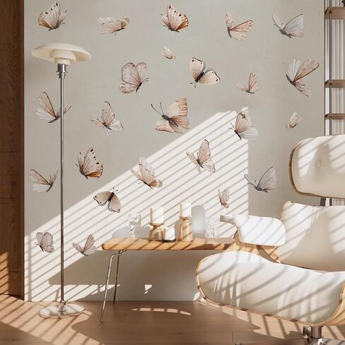 Boho Butterfly Wall Decals，Butterfly Wall Stickers，Flowers Butterflies Wall Decorations，Girls Bedroom Removable Wall Decals，Wedding Offices Bedroom Room Sticker (Boho Brown Butterfly Wall Decals) in Kuwait