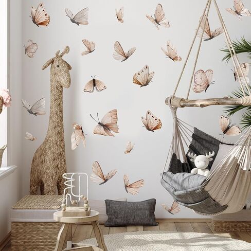 Boho Butterfly Wall Decals，Butterfly Wall Stickers，Flowers Butterflies Wall Decorations，Girls Bedroom Removable Wall Decals，Wedding Offices Bedroom Room Sticker (Boho Brown Butterfly Wall Decals) in Kuwait
