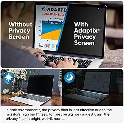 Laptop Privacy Screen 13.3" – Information Protection Privacy Filter for Laptop – Anti-Glare, Anti-Scratch, Blocks 96% UV – Matte or Gloss Finish Privacy Screen Protector – 16:9 (APF13.3W9) in Saudi Arabia