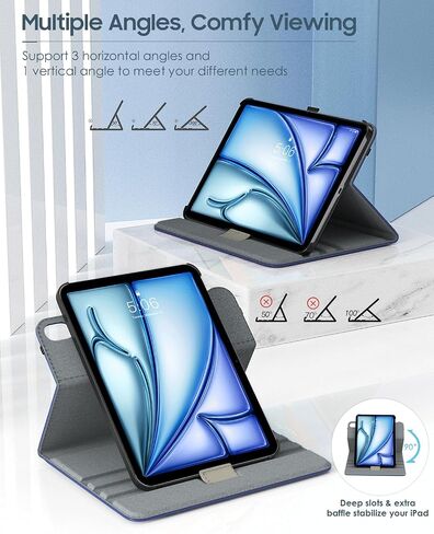 TiMOVO Rotating Case for iPad Air 6th Generation 11 inch M2 2024/iPad Air 5th Generation 2022/iPad Air 4th Gen 2020 10.9 Inch, 90 Degree Rotating Protective Stand Cover for iPad Air Case, Black in Saudi Arabia
