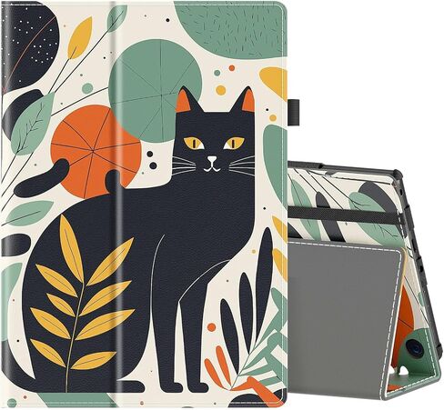 COOWPS Case for Amazon Kindle Fire HD 8 Tablet 8"(12th/10th Generation, 2022/2020 Release) & HD 8 Plus Tablet - Slim Folding Stand Cover with Auto Wake/Sleep and Hand Strap, Black Cat in Saudi Arabia